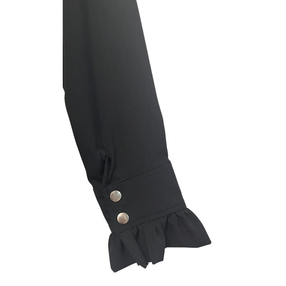 Alina Villasante Black Fitted Military Inspired Long Sheer Sleeves Blouse Medium - Picture 6 of 8